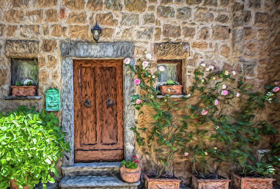Flower Door with Green Mailbox of Tuscany Photograph by David Letts