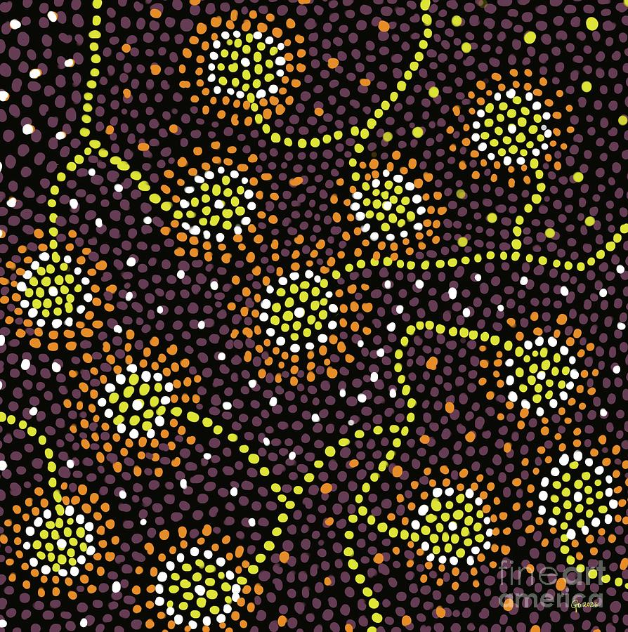 Flower dots Painting by Go Van Kampen
