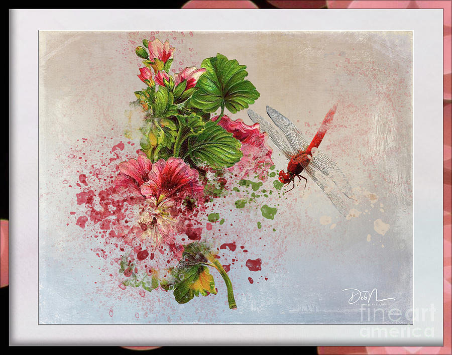 Flower/Dragonfly Explosure Digital Art by Deb Nakano