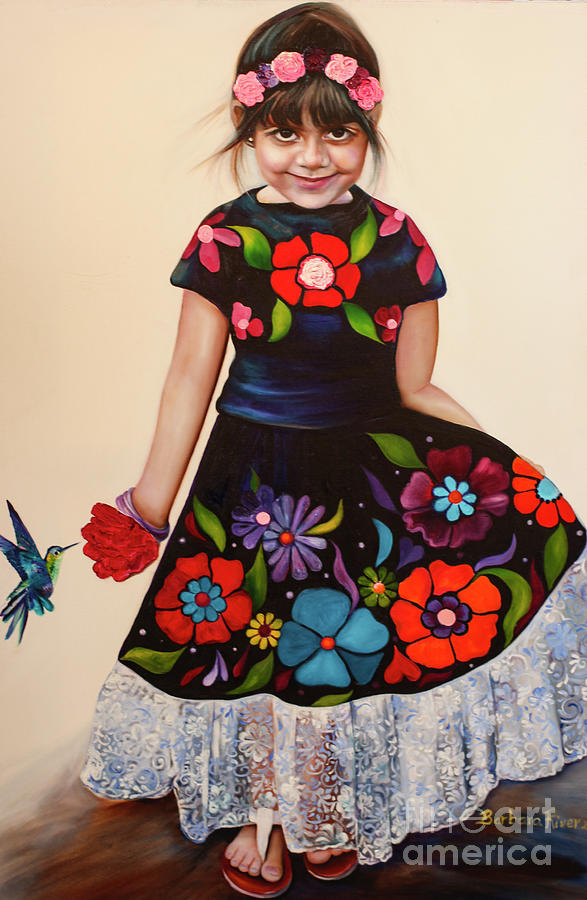 Flower Dress Painting by Barbara Rivera