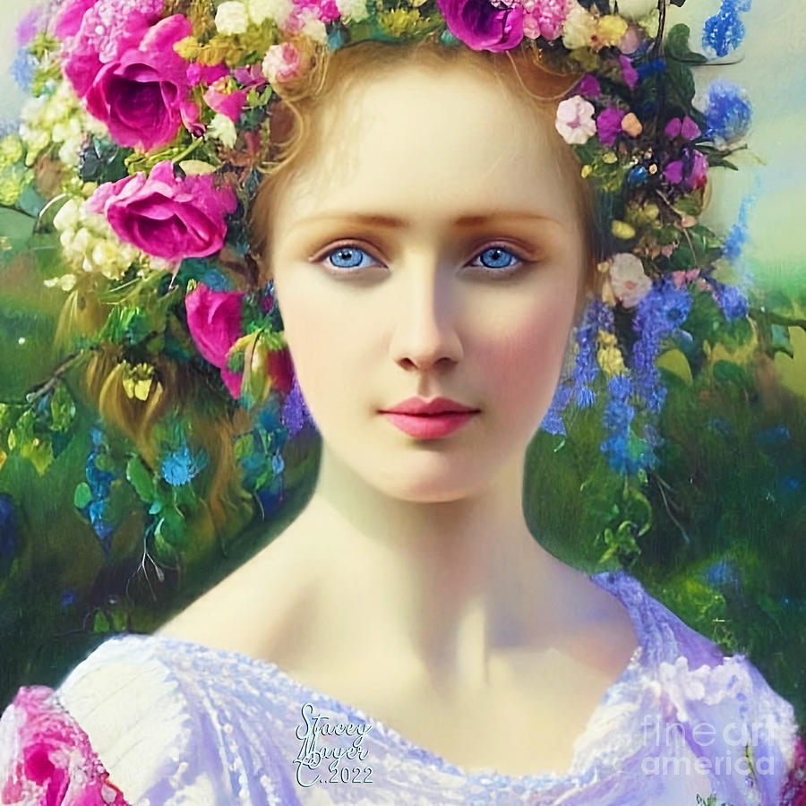 Flower Fantasy Caroline Digital Art by Stacey Mayer