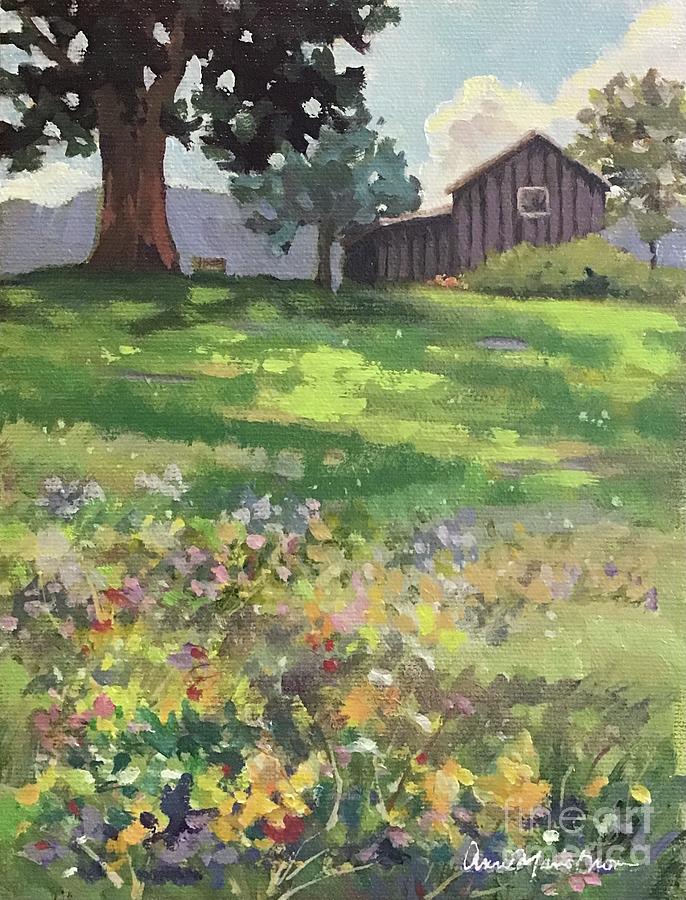 Flower Farm Hill Painting by Anne Marie Brown