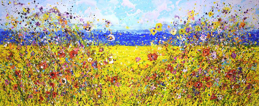 	Flower field. Poppies. Painting by Iryna Kastsova