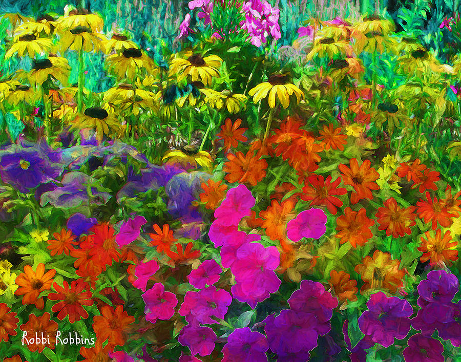 Flower Field Digital Art by Robbi Robbins - Fine Art America