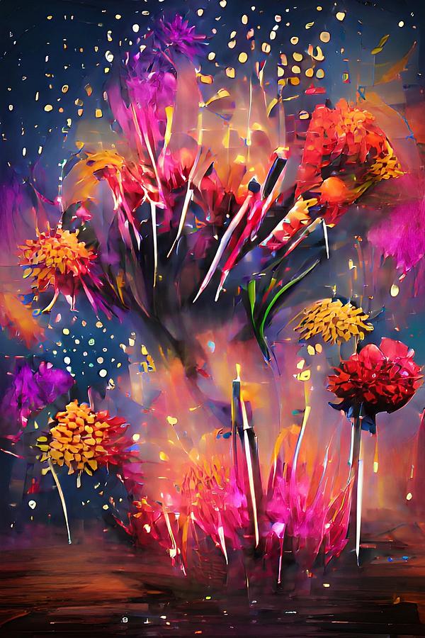 Flower Fireworks Digital Art