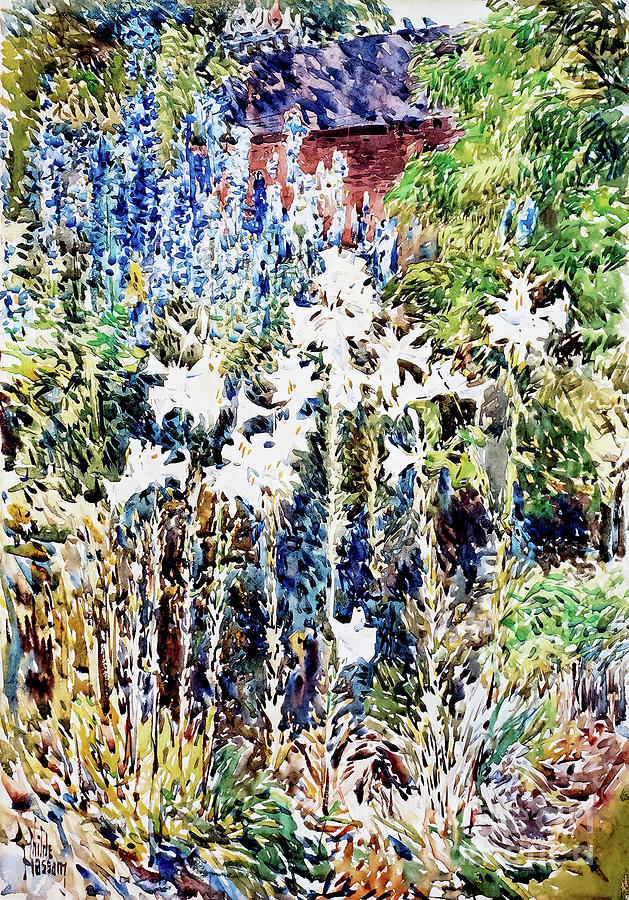 Flower Garden by Childe Hassam 1893 Painting by Childe Hassam