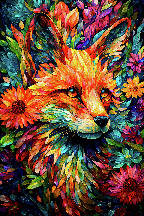 Flower Garden Fox Digital Art by Peggy Collins