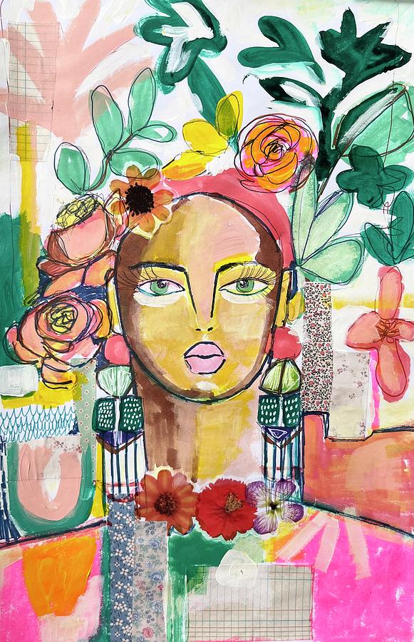Flower Garden Portrait Mixed Media by Rosalina Bojadschijew