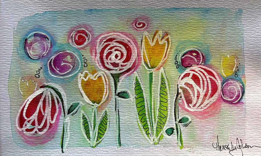 Flower Garden Painting by Theresa Marie Johnson