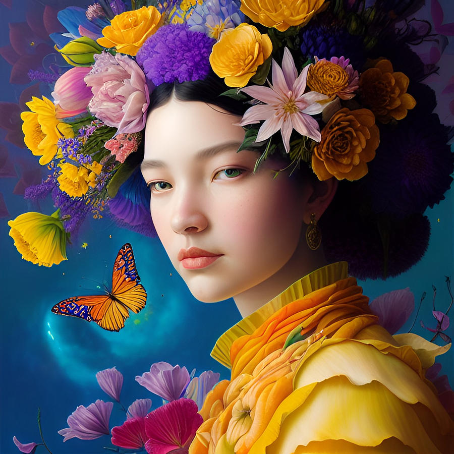 Flower Geisha Digital Art by Vennie Kocsis
