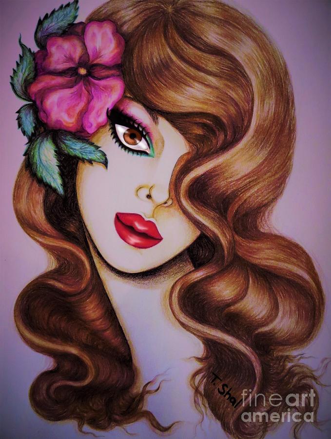 Flower Girl 16 Drawing by Tara Shalton - Fine Art America