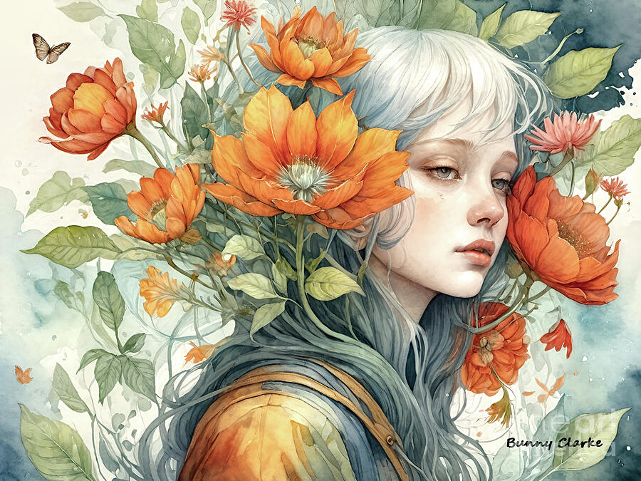 Flower Digital Art - Flower Girl II by Bunny Clarke