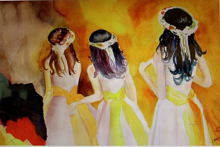 Flower Girls Painting by Carole Johnson