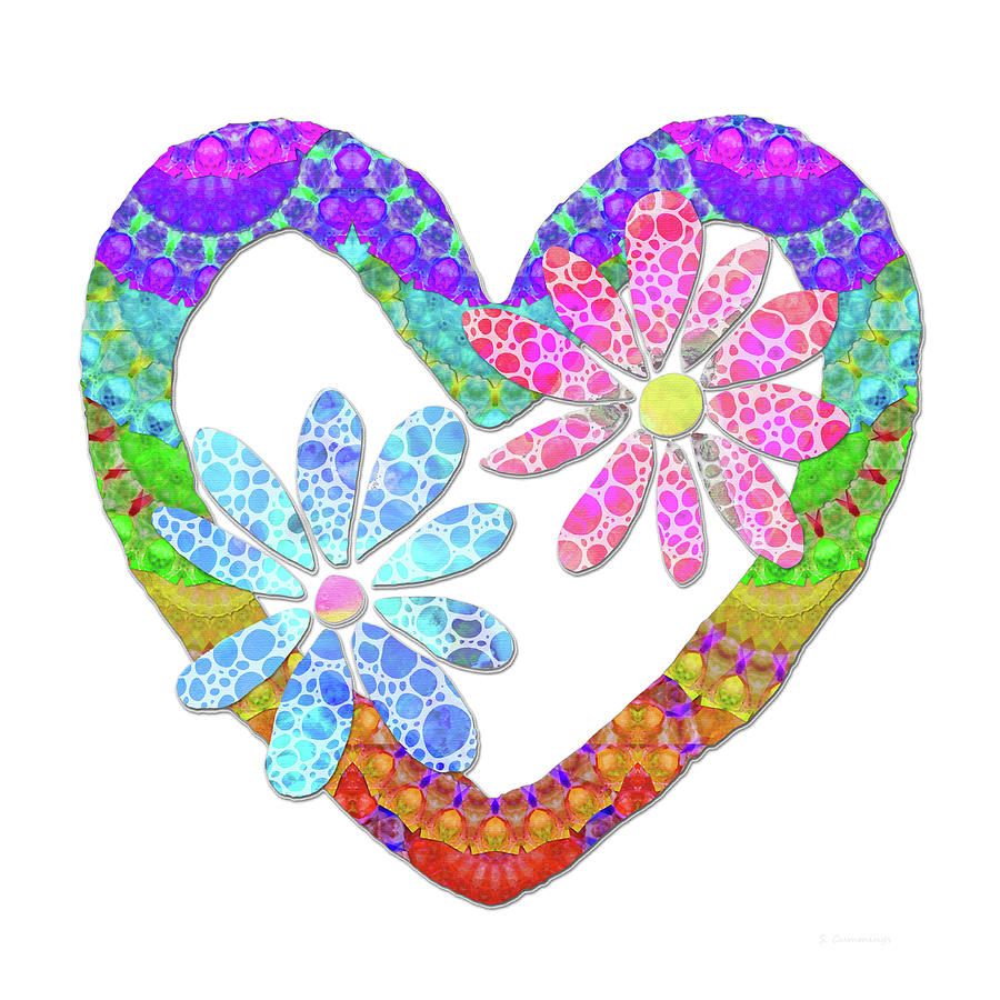 Flower Heart Art - Colorful Love Painting by Sharon Cummings - Fine Art ...