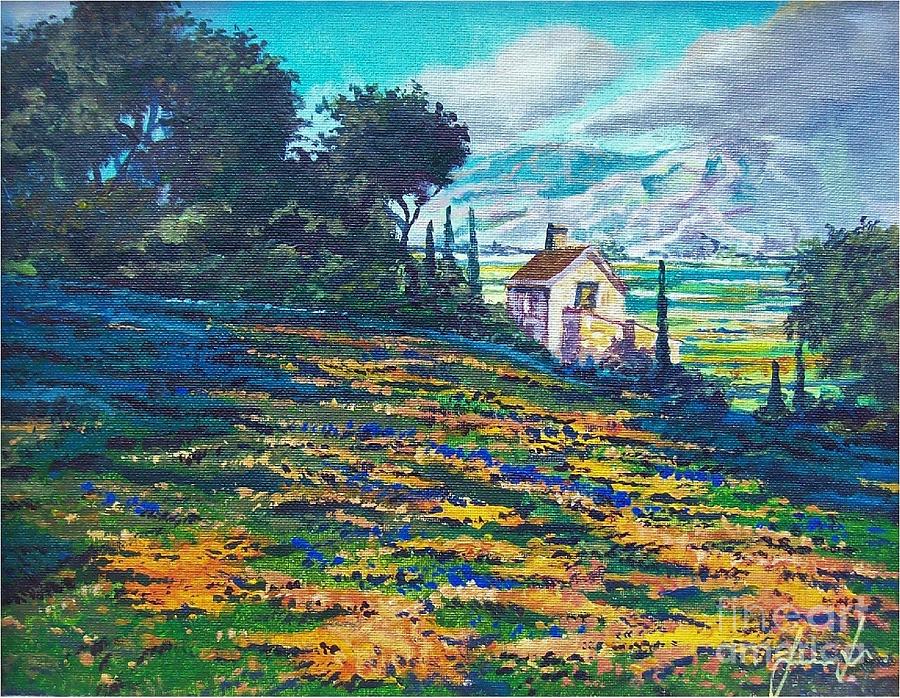 Flower Hill Painting by Sinisa Saratlic