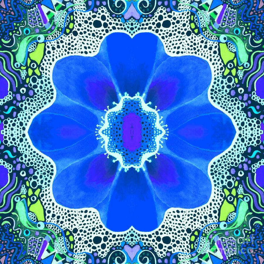 Flower In Blue Drawing by Helena Tiainen