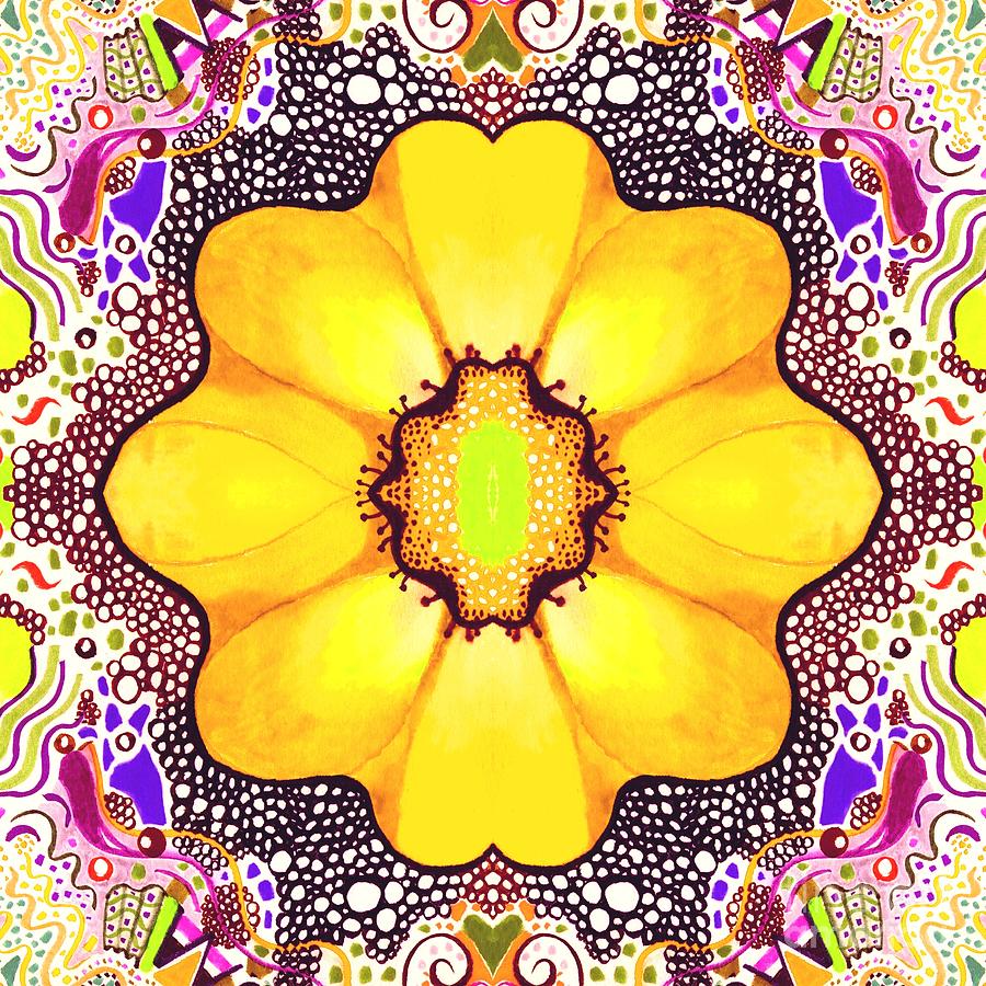 Flower in Yellow Drawing by Helena Tiainen