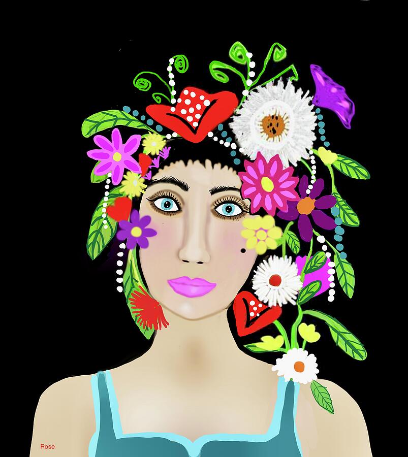 Flower lady Digital Art by Elaine Hayward