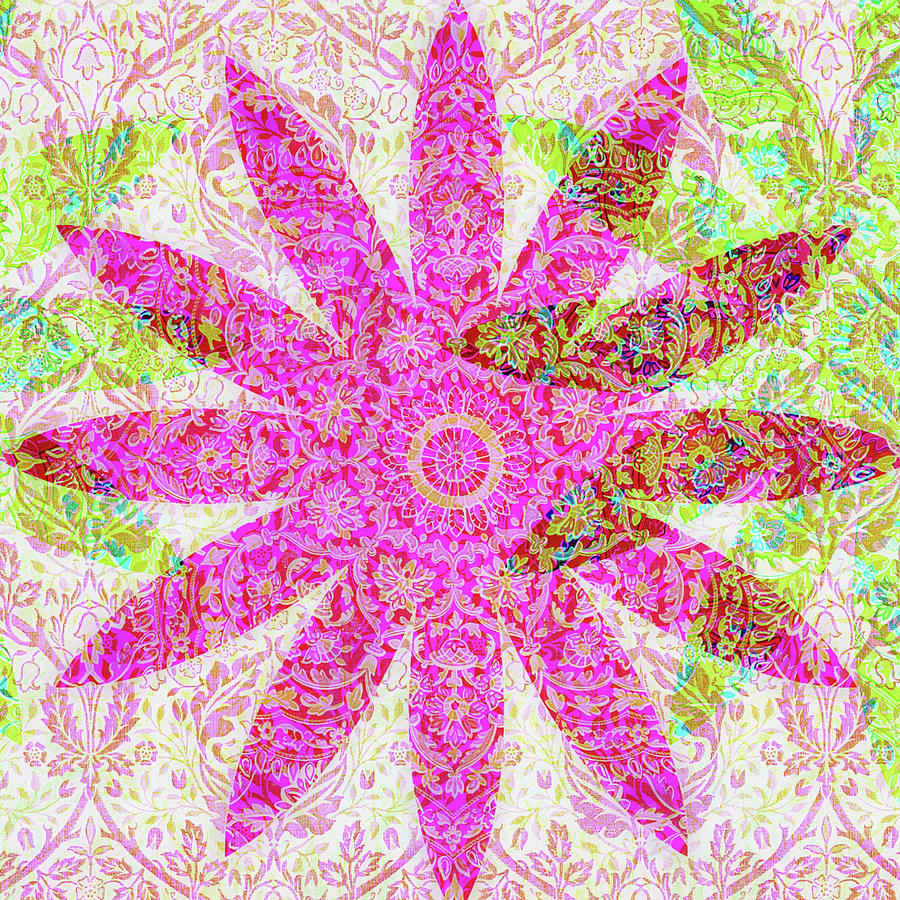 Flower Layer Colorful Pattern Squared Digital Art by Gaby Ethington