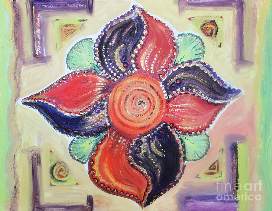 Flower Mandala Meditate Painting by Shelley Myers