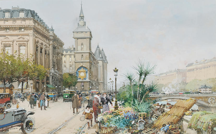 Flower Market On The Seine Painting