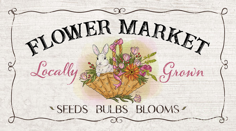 Flower Market Sign Mixed Media by Shari Warren