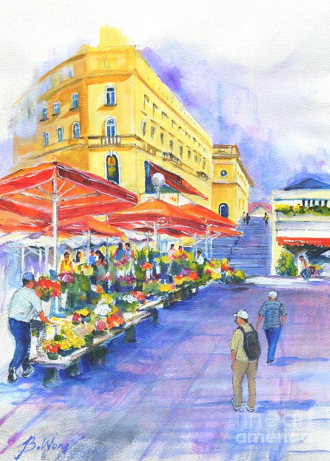Flower market - Zagreb Painting by Betty M M Wong