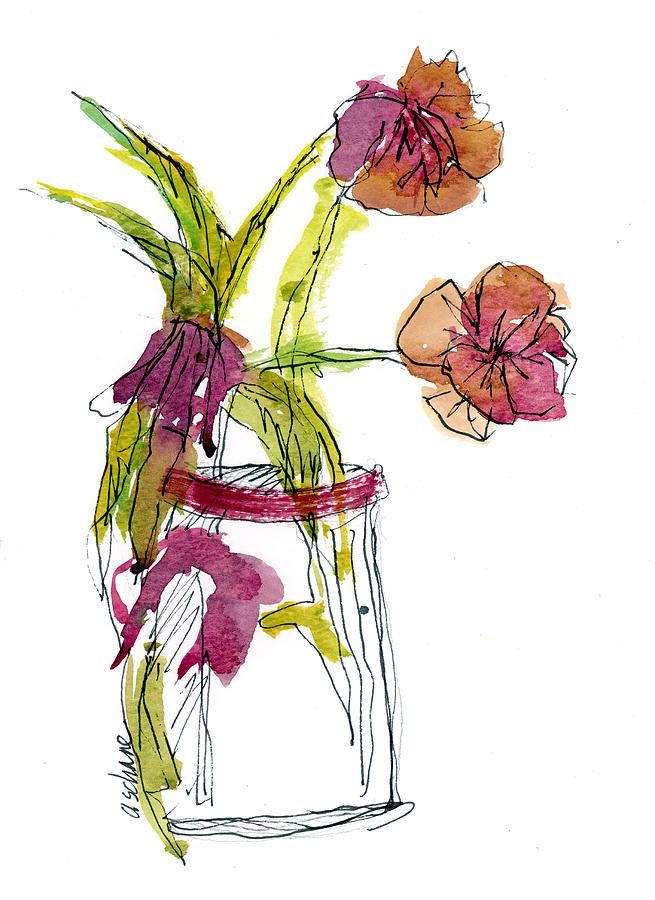 Flower Mason Jar Painting by Anna Schane Fine Art America