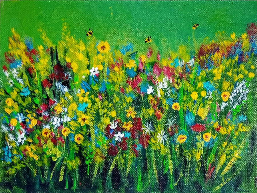 Flower meadow Painting by Asha Sudhaker Shenoy