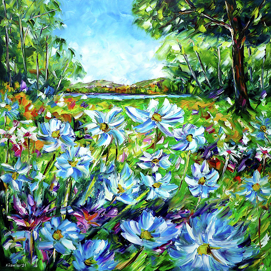 Flower Meadow Painting by Mirek Kuzniar