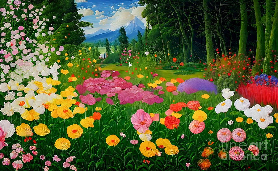 Mountain Digital Art - Bright symphony of summer wildflowers in the meadow by Viktor Birkus