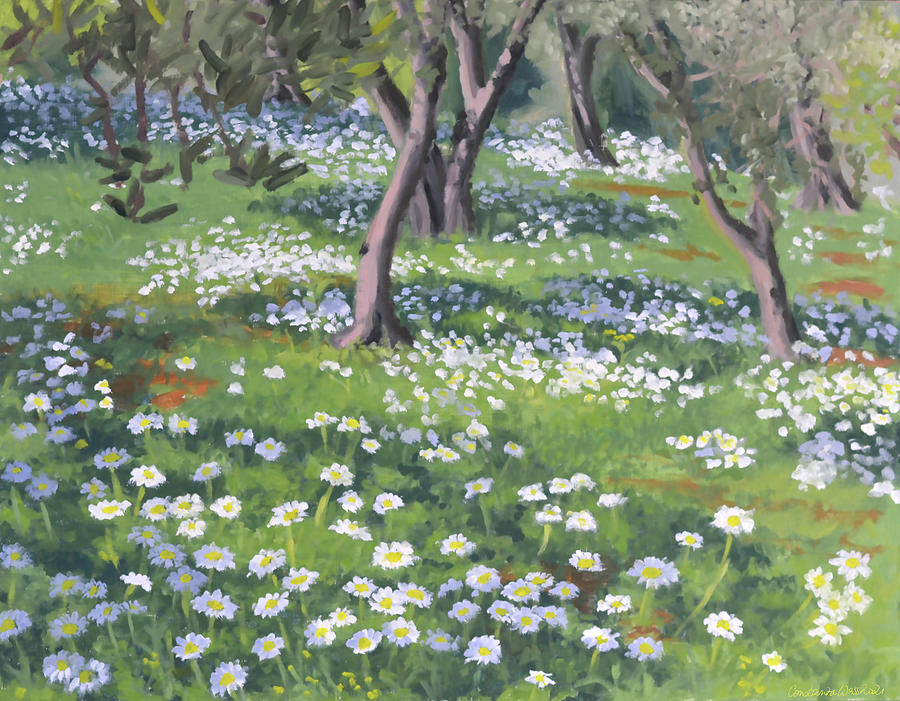 Flower meadow with daisies Painting by Constanza Weiss
