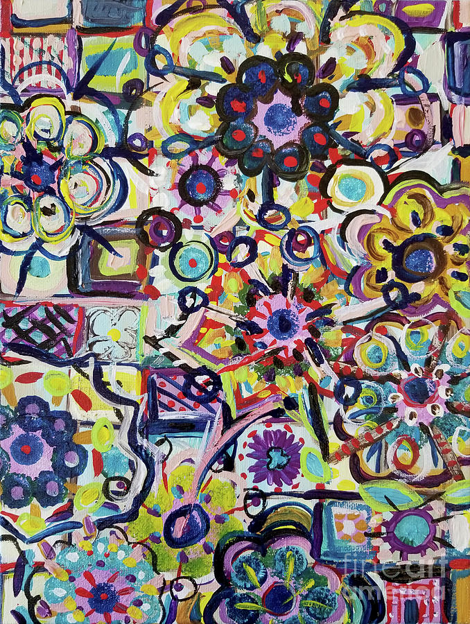 Flower Mosaic Painting by Catherine Gruetzke-Blais
