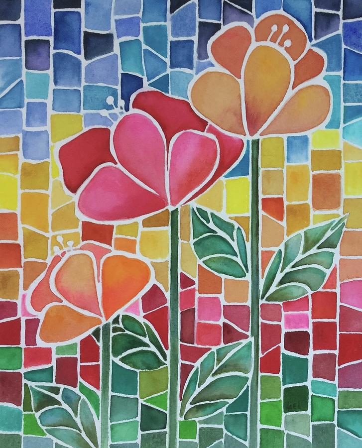 Flower Mosaic Painting by Lael Rutherford