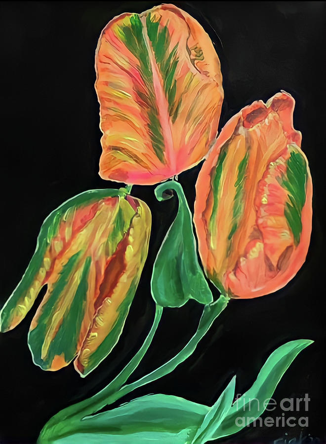 Flower Nr.31,Orange Tulip Volume 2 Mixed Media by Ciet Friethoff