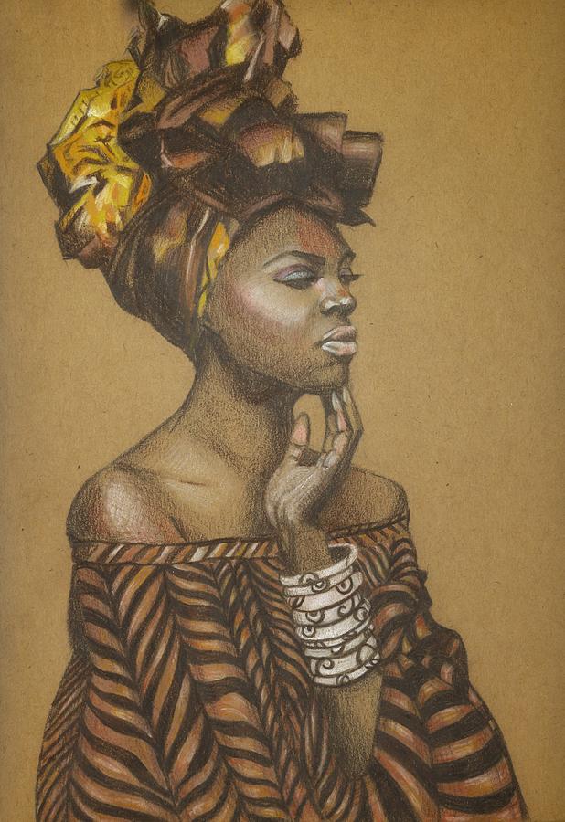 Portrait Drawing - Flower of Africa  by Eugenie Eremeichuk