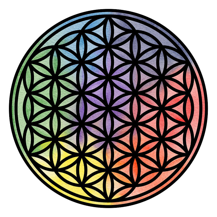 Flower of Life Hybrid Traditional Watercolor/Digital Painting With the ...