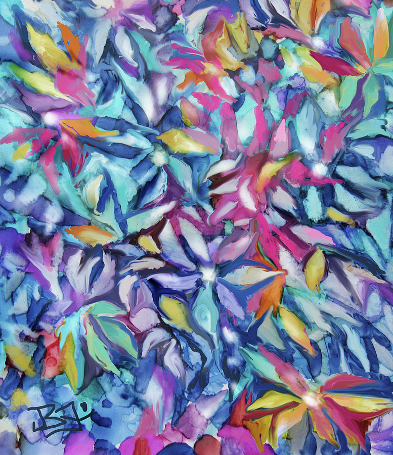 Flower Pattern 5-10-21 Digital Art by Jean Batzell Fitzgerald