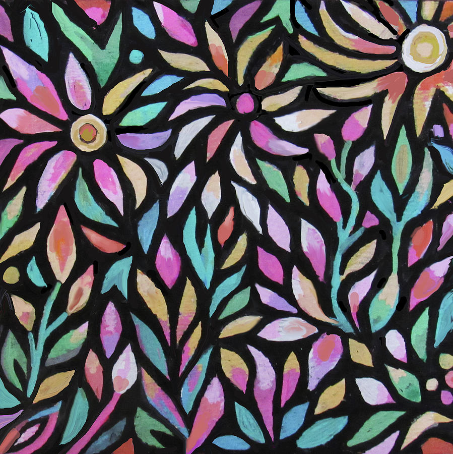 Flower Pattern 77 Painting by Jean Batzell Fitzgerald