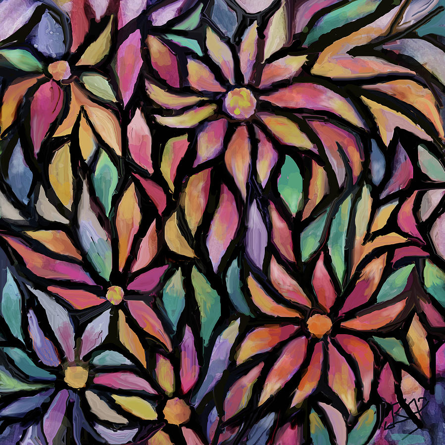 Flower Pattern DETAIL Painting by Jean Batzell Fitzgerald