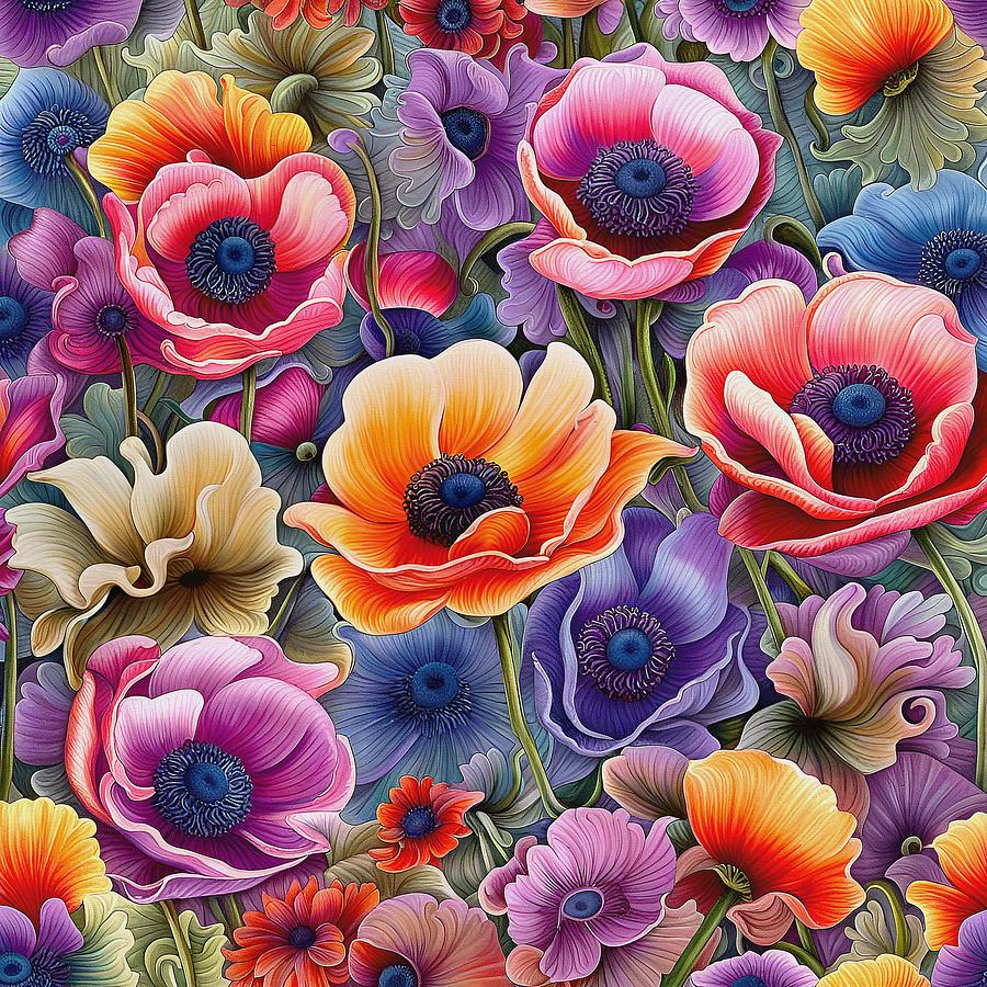Flower Patterns - Anemone Digital Art by Klara Acel