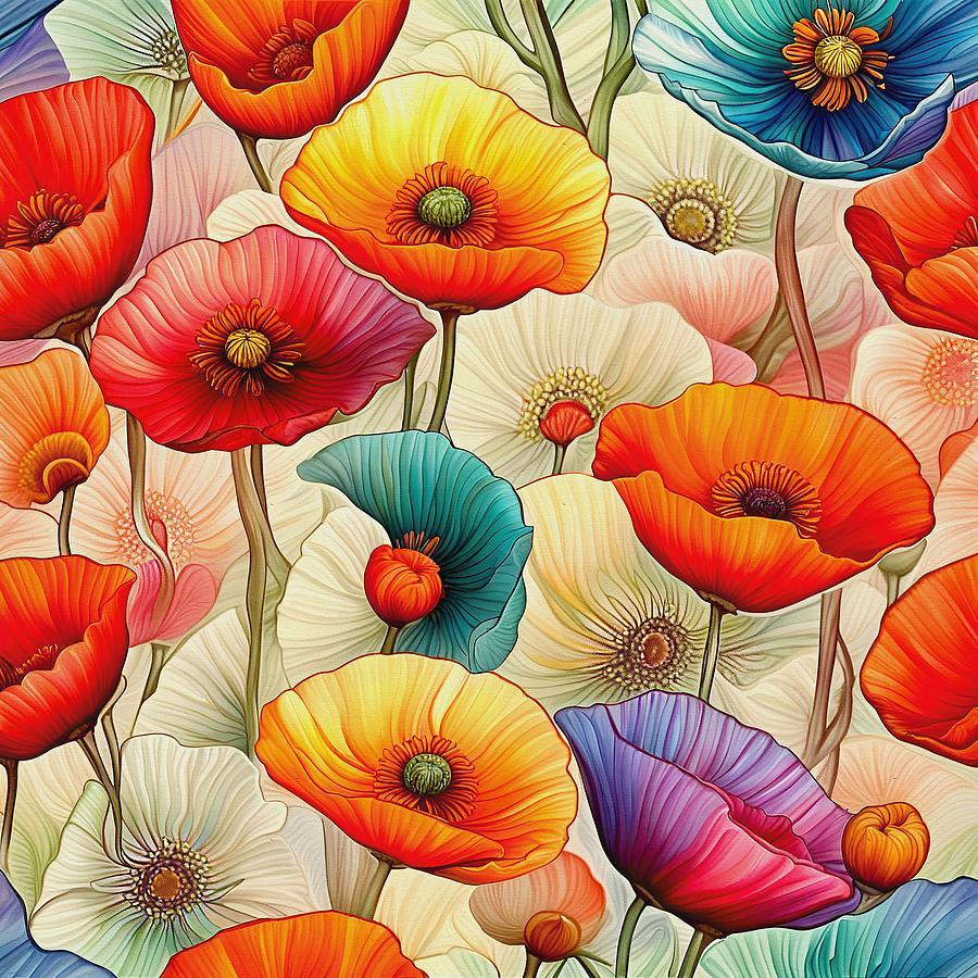 Flower Patterns - Iceland Poppy 3 Digital Art by Klara Acel