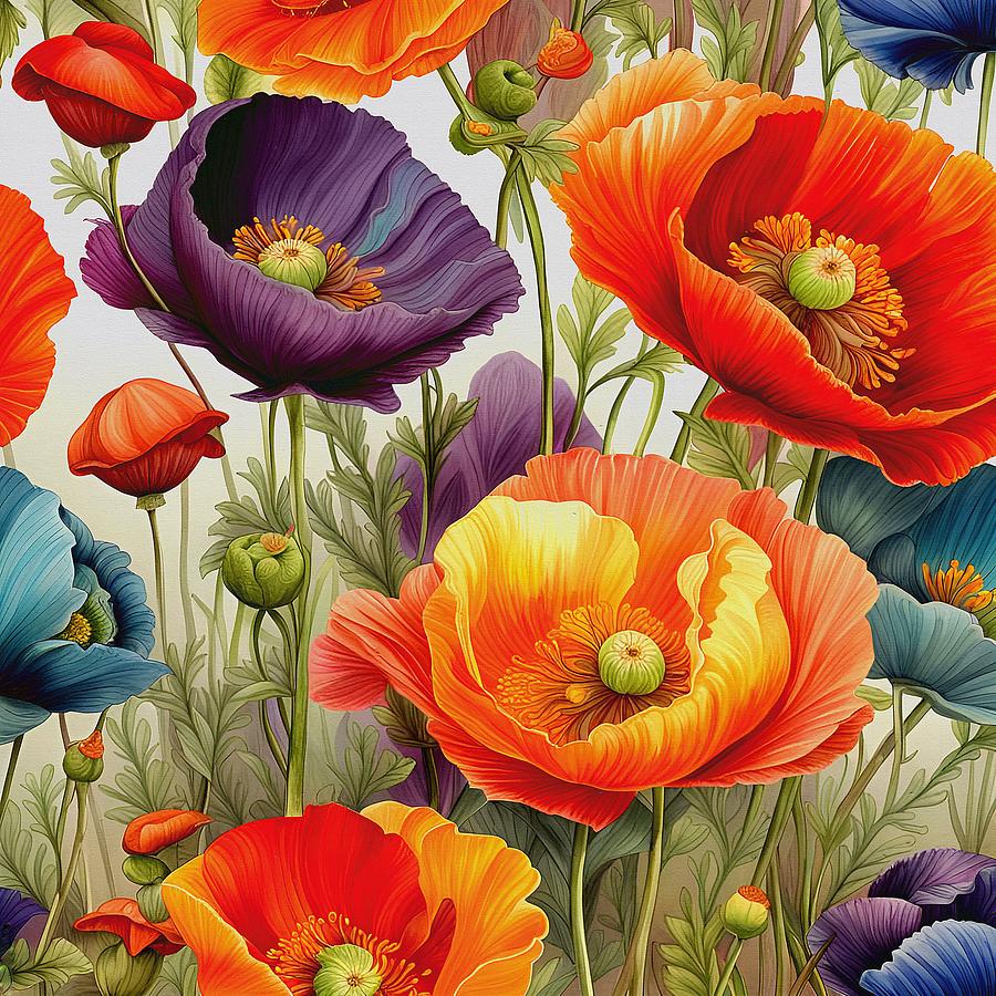 Flower Patterns - Iceland Poppy 4 Digital Art by Klara Acel
