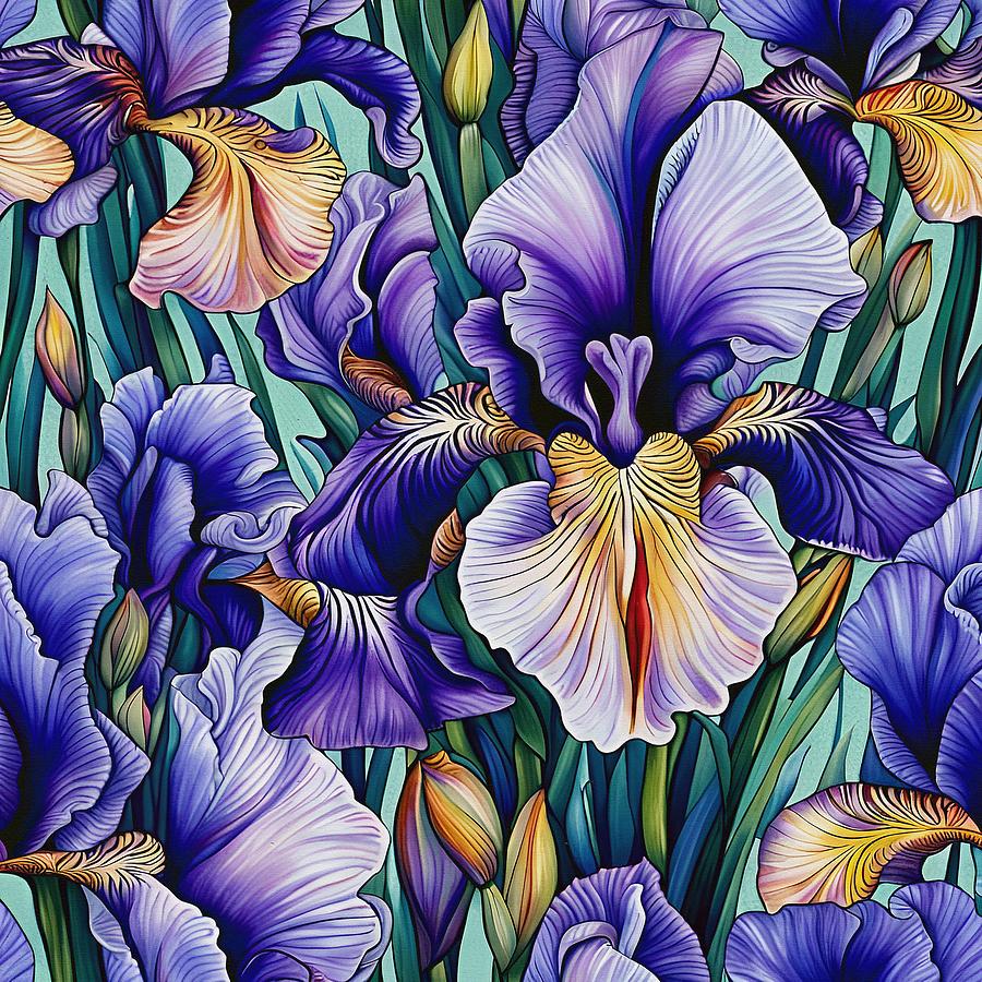Flower Patterns - Iris Mixed Media by Klara Acel
