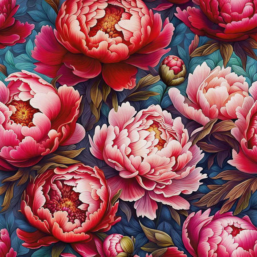 Flower Patterns - Peony Mixed Media by Klara Acel