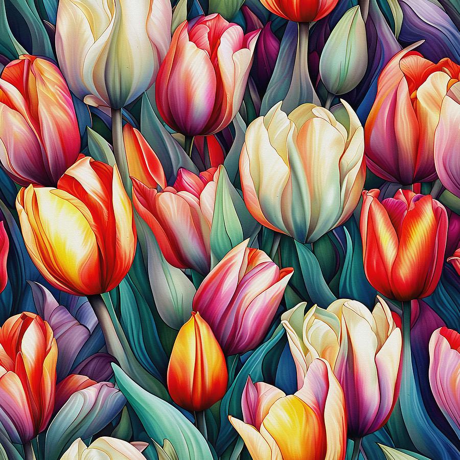 Flower Patterns - Tulip Digital Art by Klara Acel