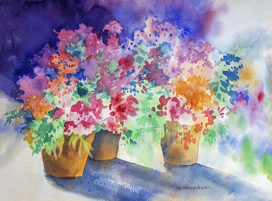 Flower Pots - signed Painting by Patti Deters