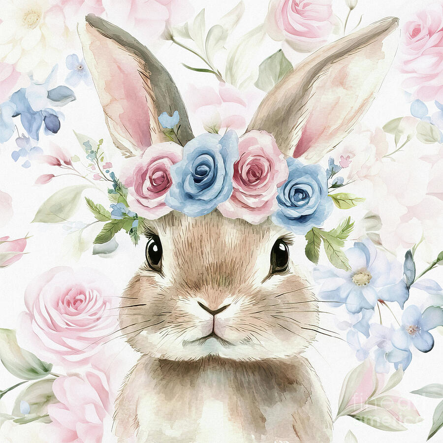 Flower Power Bunny 2 Painting by Tina LeCour Flower Power Bunny 2 Painting by Tina LeCour