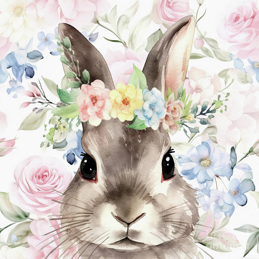 Flower Power Bunny Painting by Tina LeCour Flower Power Bunny Painting by Tina LeCour