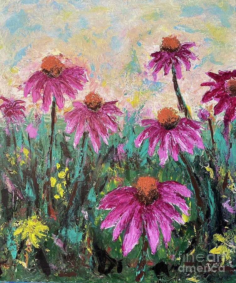 Flower Power Coneflowers Painting by Dan Abrahamsson | Fine Art America